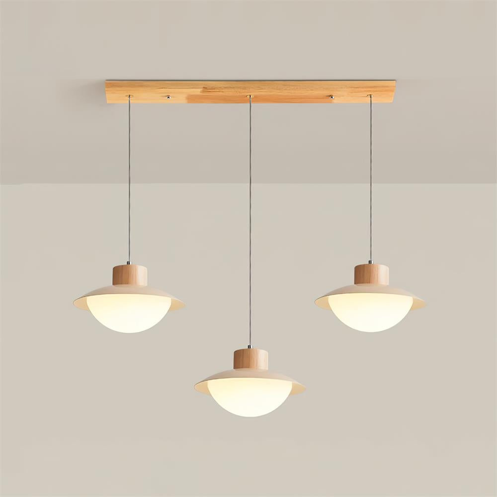 Soft Glow Natural Wood Milk Pendant Light